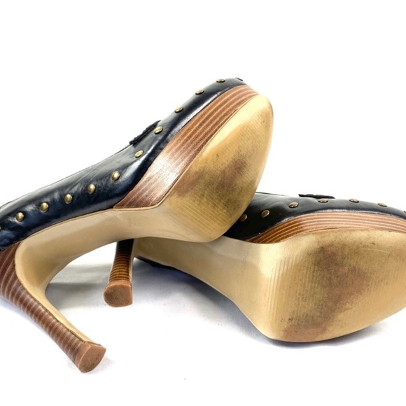 Enzo Angiolini Platform Penny Loafer Pumps with Gold Studs - SIZE 7.5 WORN ONCE! - Picture 6 of 7